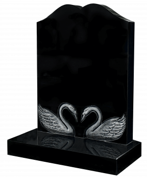 All Polished Black with hand carved swans forming a heart