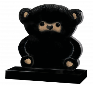 The Big Teddy on a beautiful all polished black stone with laser etched brown and gold detail