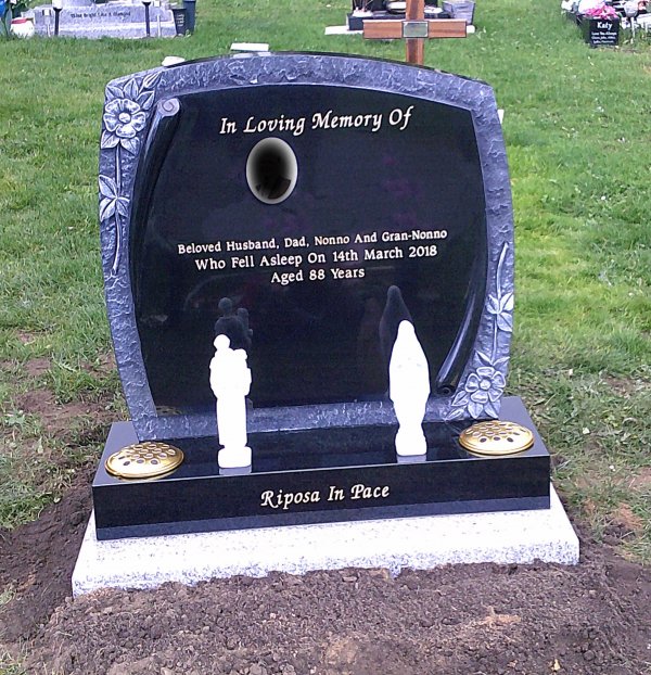 The Oxford memorial headstone with hand carved flower detailing