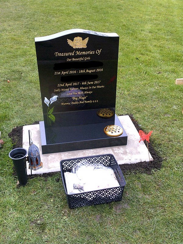 The Saddle with Lillies hand painted memorial headstone