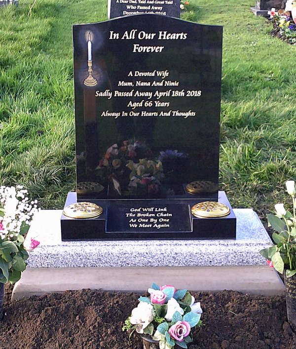 The Saddle with hand painted candle memorial headstone