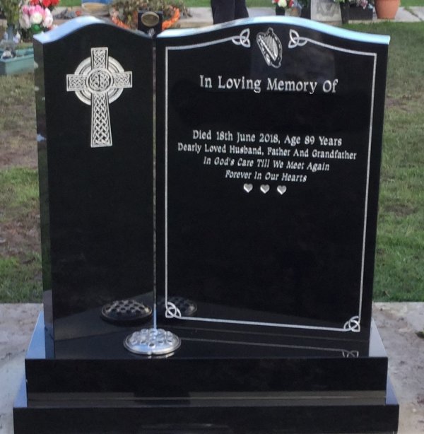 The Hyland memorial headstone with celtic cross memorial headstone
