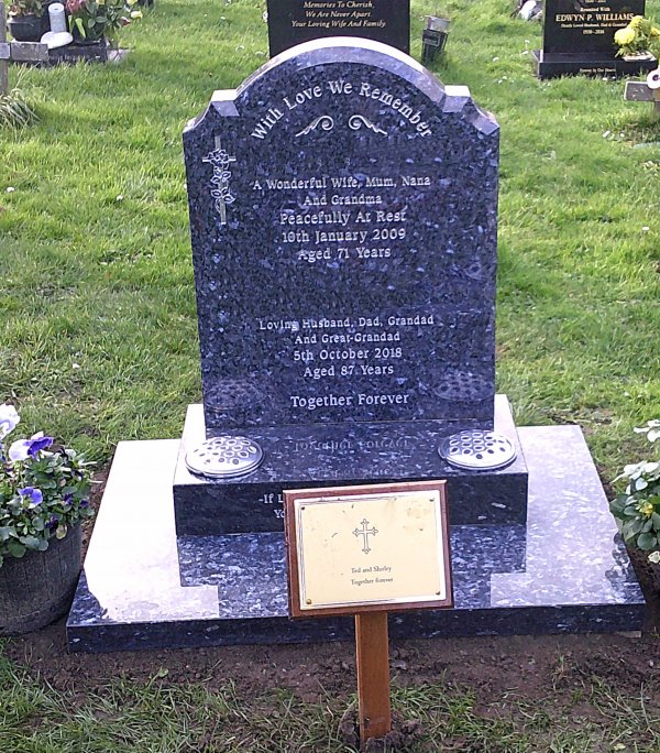The Colby memorial headstone with hand carving details