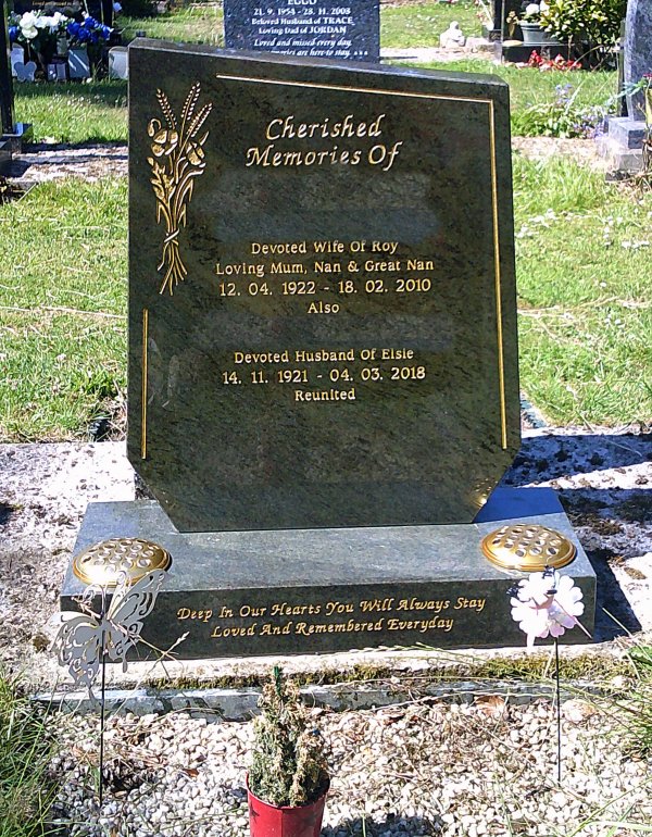 The Ripon memorial headstone with hand painted gold detailing