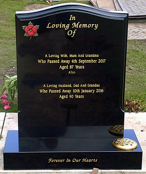 Moulding memorial headstone with hand painted poppy